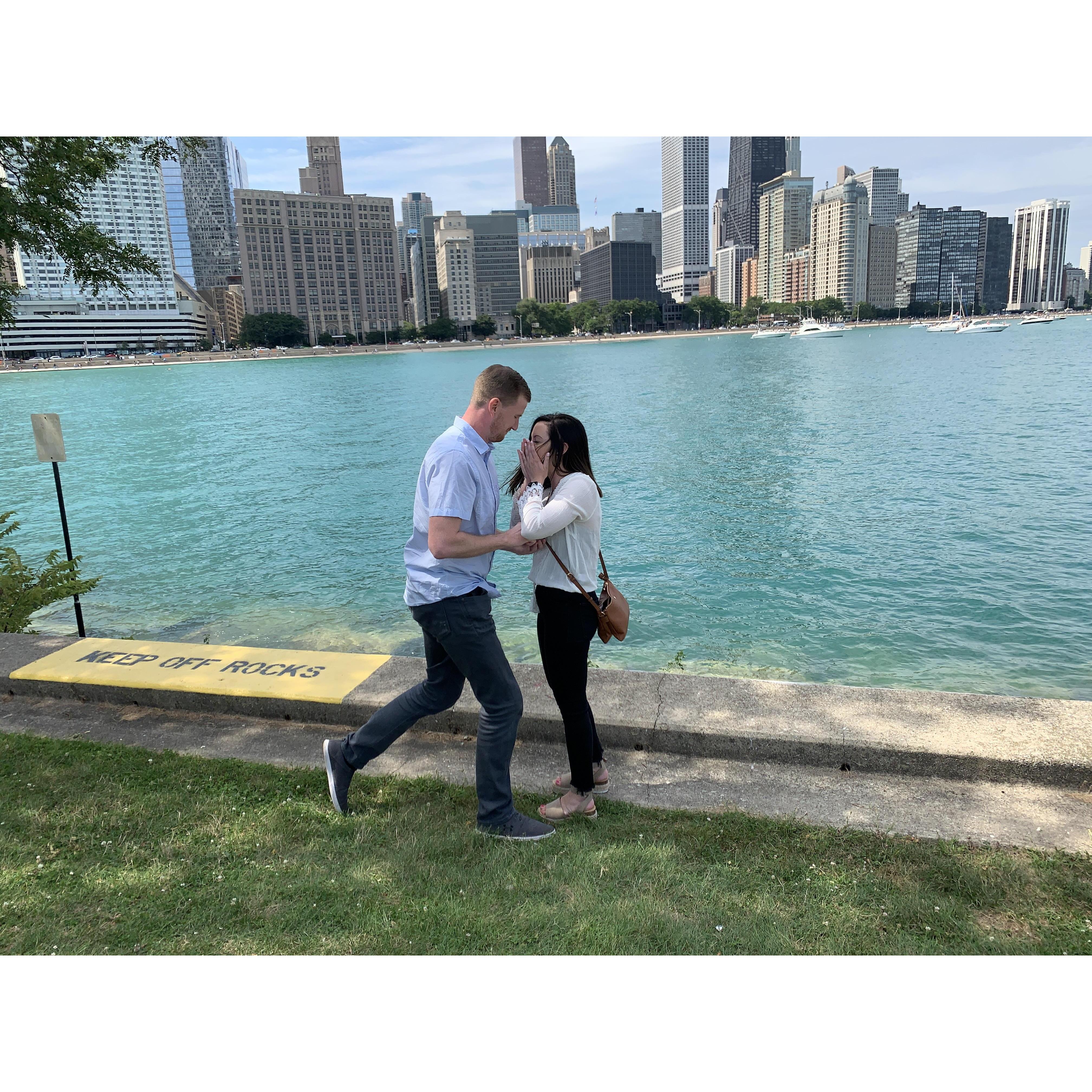 Figuring out that he was proposing before we left Chicago to head to Europe