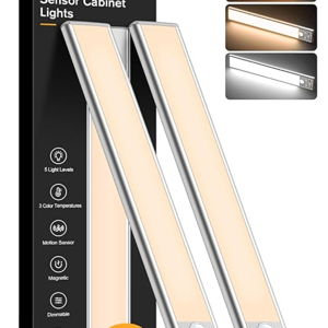 Gritin 10.2inch Under Cabinet Lighting Rechargeable 2 Pack - Color: Silver