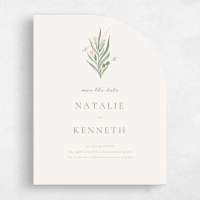 Beige Half arch Wedding Save the Date - Arden Portrait