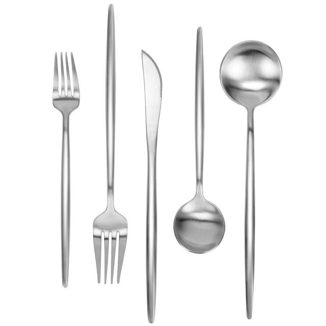 Matte Silverware Set 30 Pieces, FAMEWARE Stainless Steel Flatware Set，Service for 6，Kitchen Utensil Set, Tableware Cutlery Set, Satin Finished Polished Dishwasher Safe