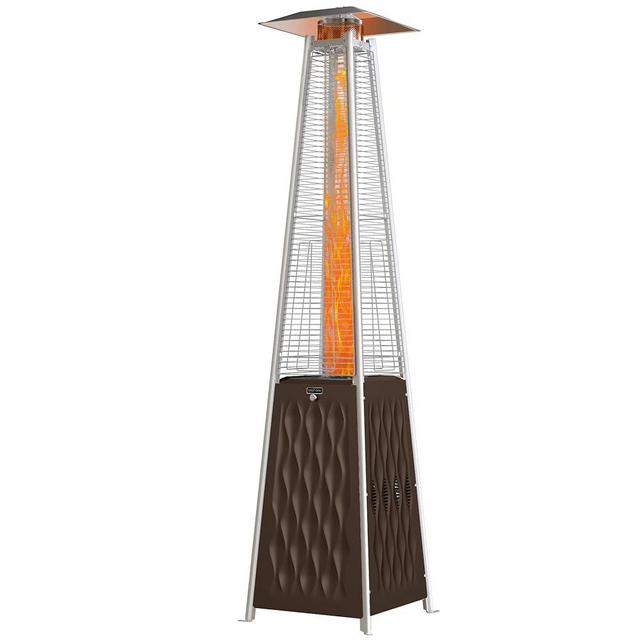 EAST OAK Pyramid Patio Heater, 48,000 BTU Outdoor Patio Heater, Quartz Glass Tube Propane Heater, Triple Protection System, With Wheels, Outdoor Heater for Commercial & Residential, Coffee Bronze