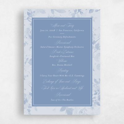 Denim Blue Wedding Program - Hermine