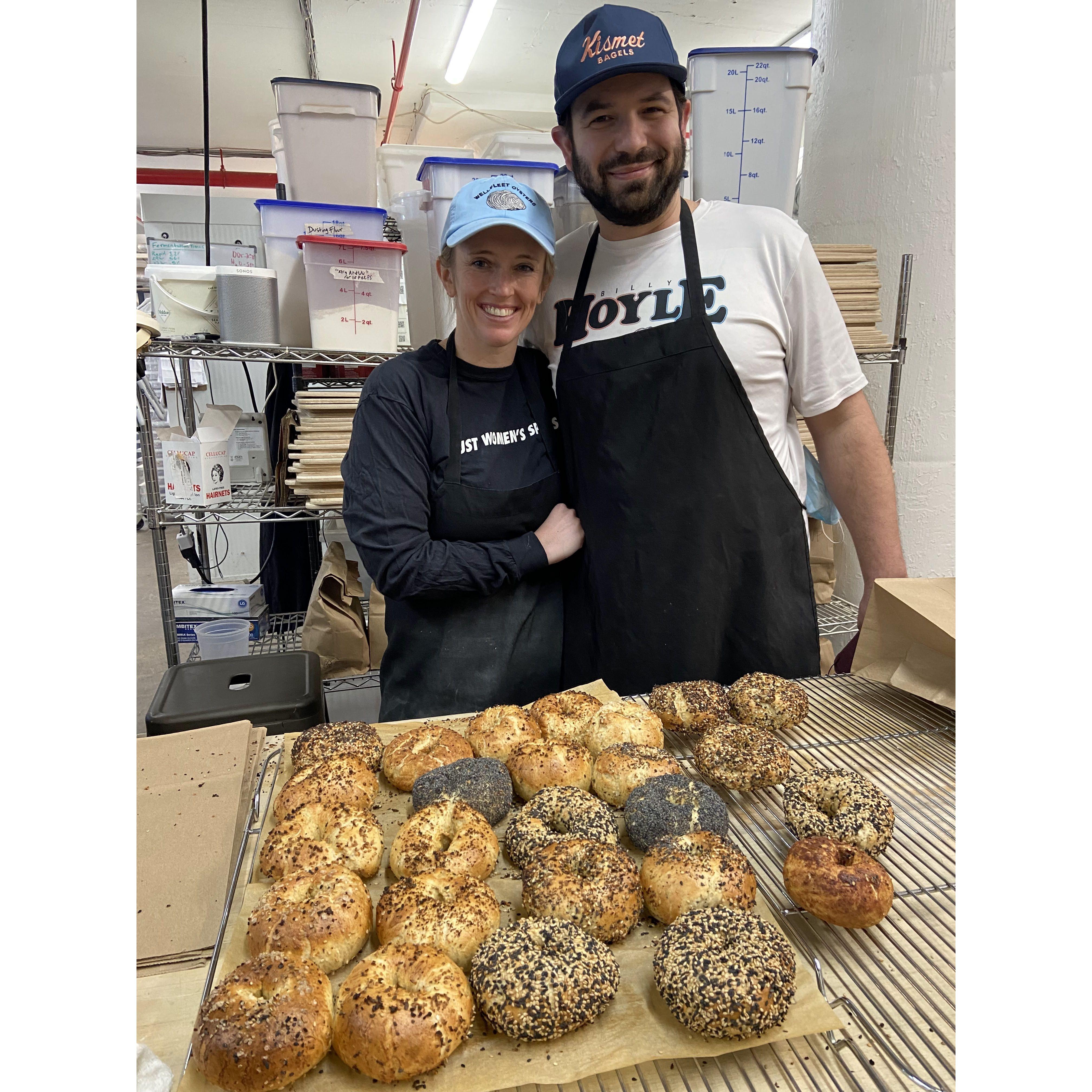 One of our favorite dates - bagel making class!