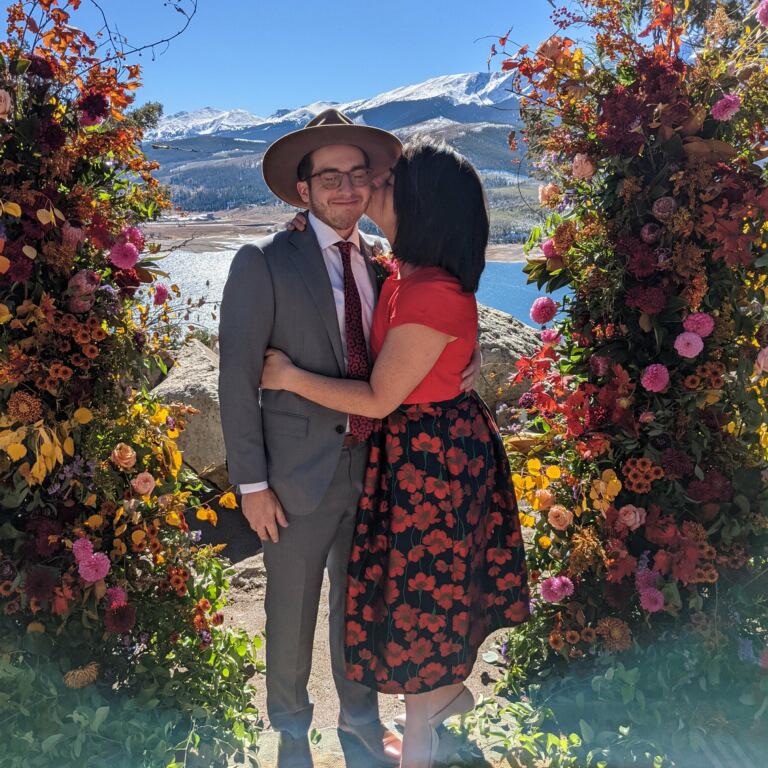 At Simone and Calvin’s beautiful ceremony location. Had to take advantage of the floral towers!