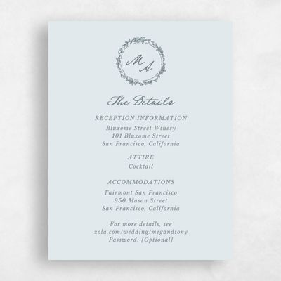 Blue Floral Wedding Enclosure - Violet