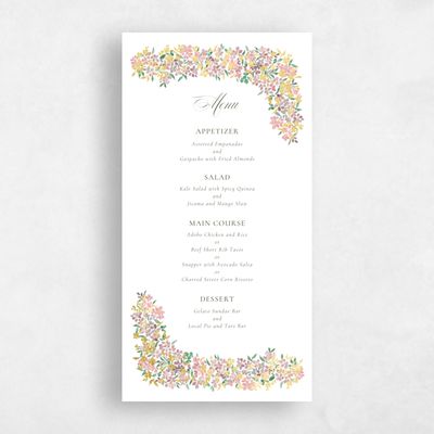 Dusty Pink Wedding Menu - Lunette Foil