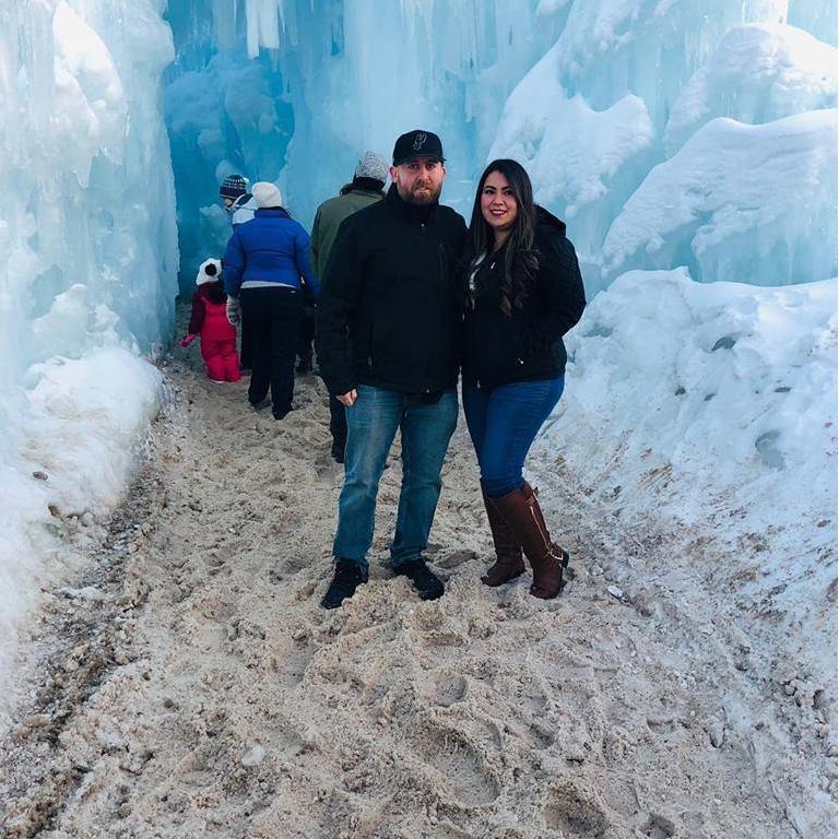 Fun fact: there was a hole in Andrew's jeans so while he may have looked happy he was actually freezing. This picture was taken at an ice castle near Denver.
