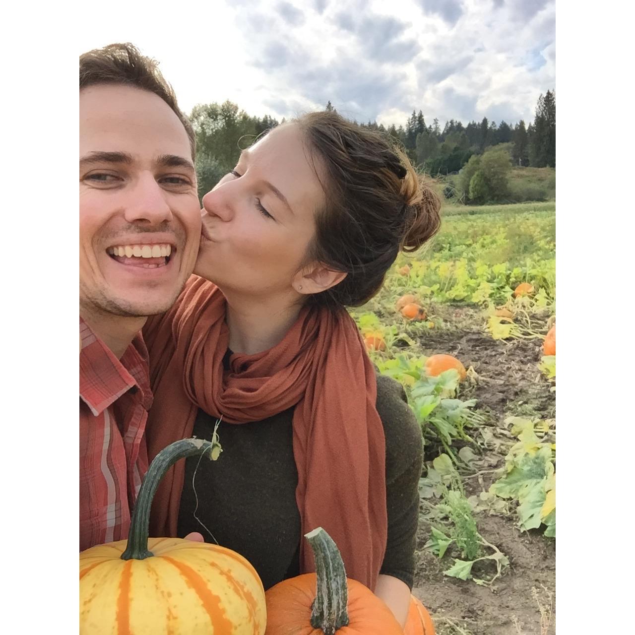 Exploring the pumpkin patch in Snohomish, Washington