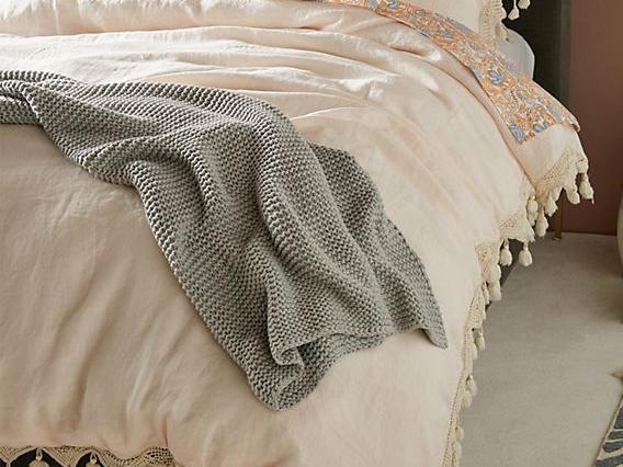 Tasseled Linen Duvet Cover
