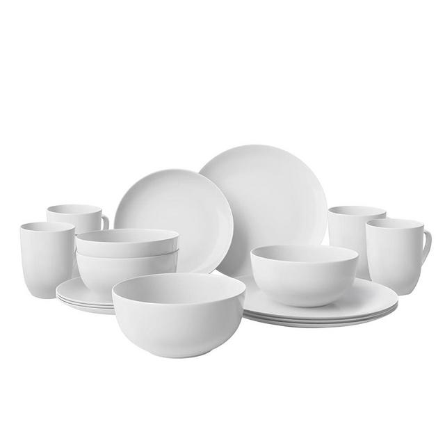 Yoshy 16-Piece White Bone China Dinnerware with Lightweight Durable Chip Resistant Design Service for 4