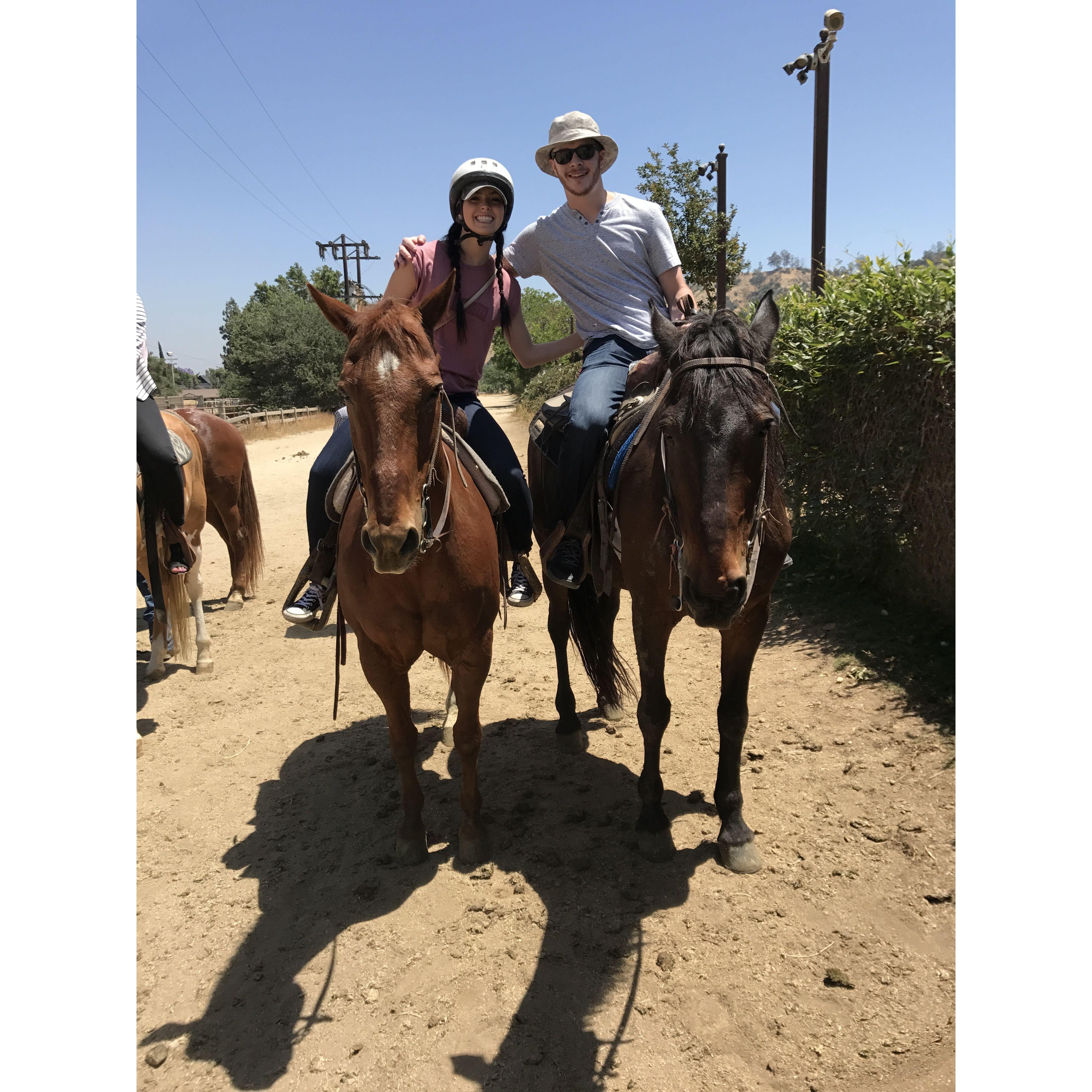 horseback riding during another trip to LA