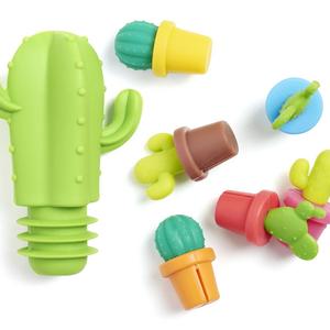 NOD Products Glass Markers and Stopper Set - Cactus - Each Set Includes (6) Markers + (1) Stopper