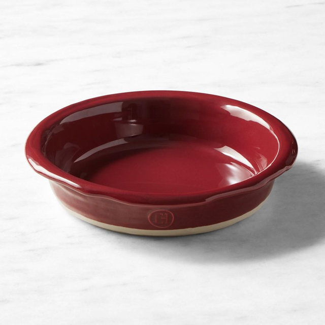Emile Henry French Ceramic Potter Pie Dish, Cranberry