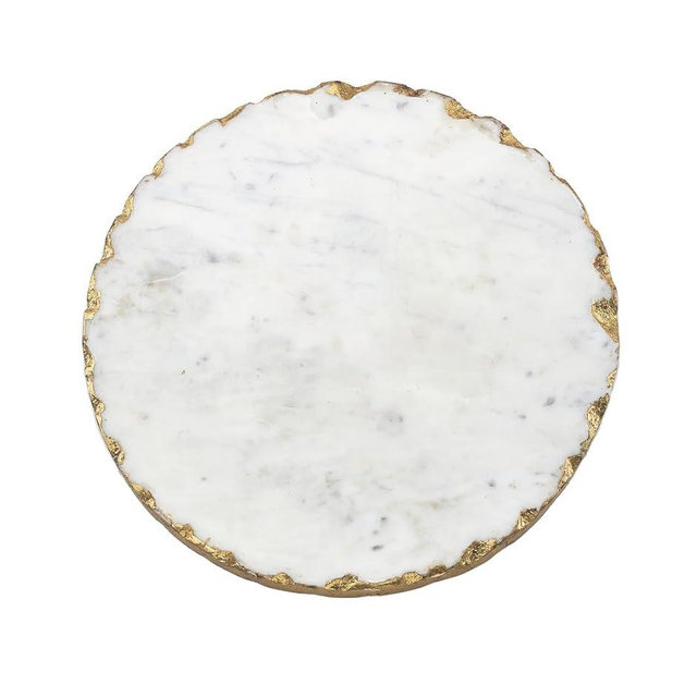 Godinger Lazy Susan Display Tray, Serving Tray, Tabletop Display Dinnerware & Serverware, White Marble 11X11