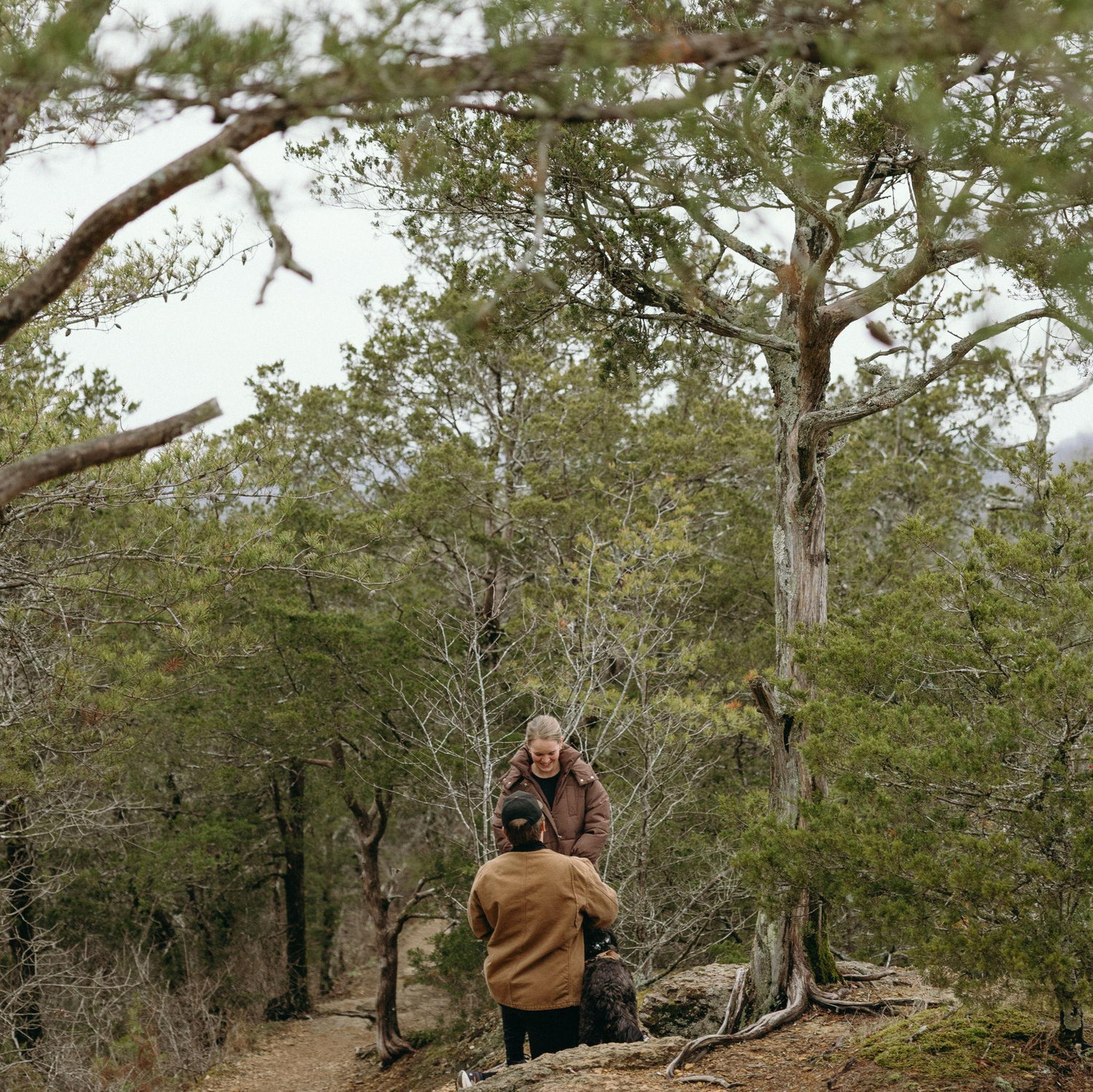 Kyle proposed while we were on a hike at Narrows of the Harpeth with our sweet boy Frankie!