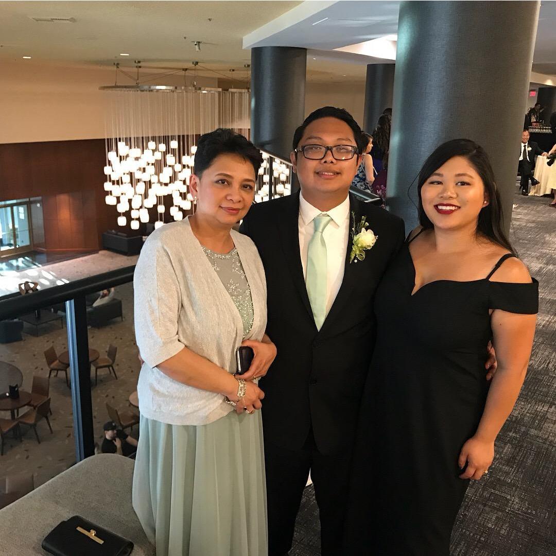 Cris, Jan, and Kalia all dolled up for Tita Ping's wedding reception