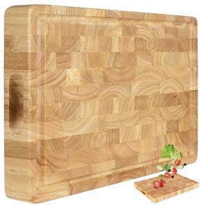 End Grain Cutting Board, Extra Large & Thick, End Grain Built-In Compartment and Juice Canal, Heavy Duty Chopping Board, Thick Carving Board for Bread Fruits Meat (17x13 Inches)