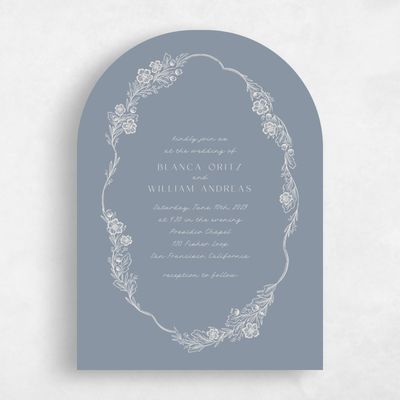Blue Arch Wedding Invitation - Ariadne Portrait