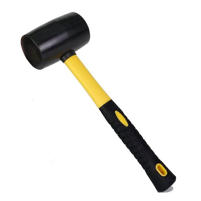 SHIHAOHZ Rubber Mallet Hammer 8 OZ Black Fiberglass & TPR Rubber Handles