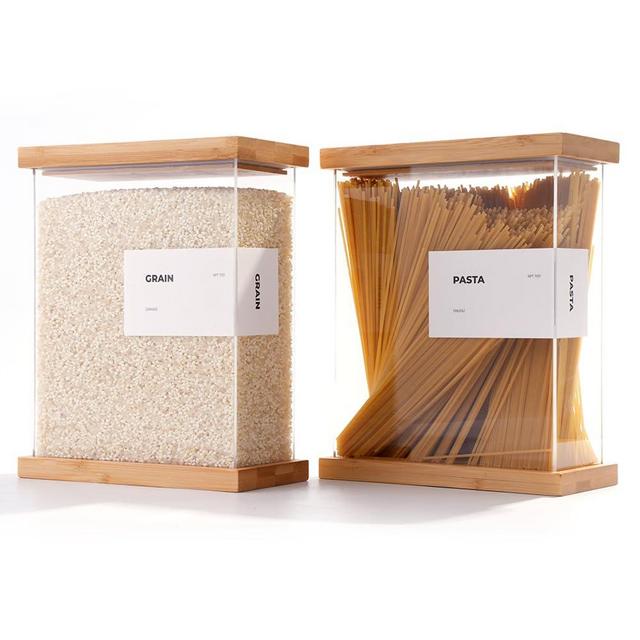 APT 1101 Bamboo Food Dispenser | Kitchen Organizers and Storage | Airtight Pantry Organizers and Storage Container | Cereal, Rice, Flour, Snack Storage (2, Large)