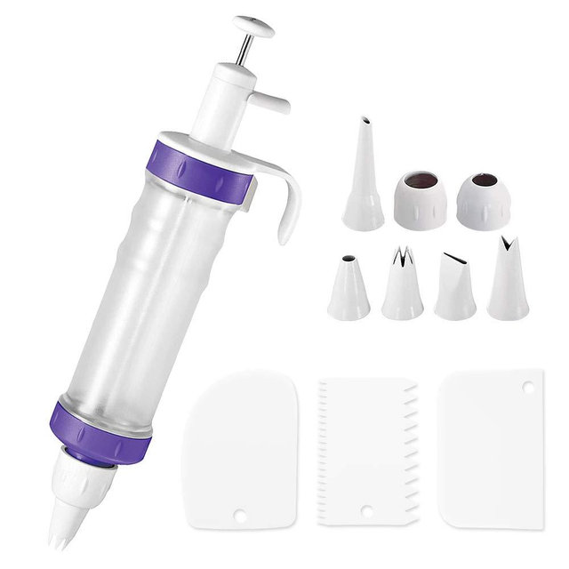 Dessert Decorating Syringe Set, Icing Dispenser Cupcake Filling Injector, 7 Icing Nozzles, 3 Cream Scrapers for Frosting, Cookies Cake Decoration and Cake Making