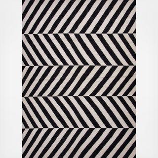 Flat-Weave Wool Salma Rug Black/Ivory