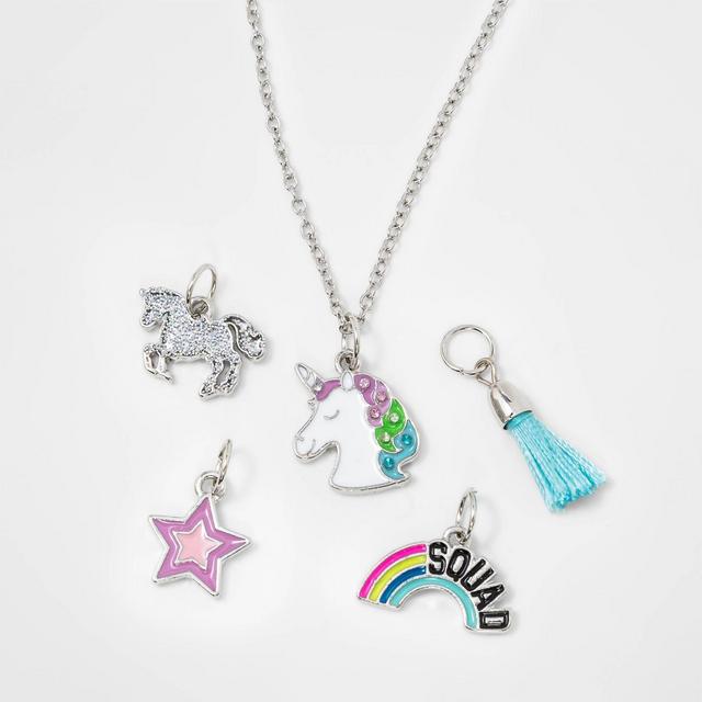 Girls' DIY Unicorn and Star Charm Necklace - Cat & Jack™ Silver