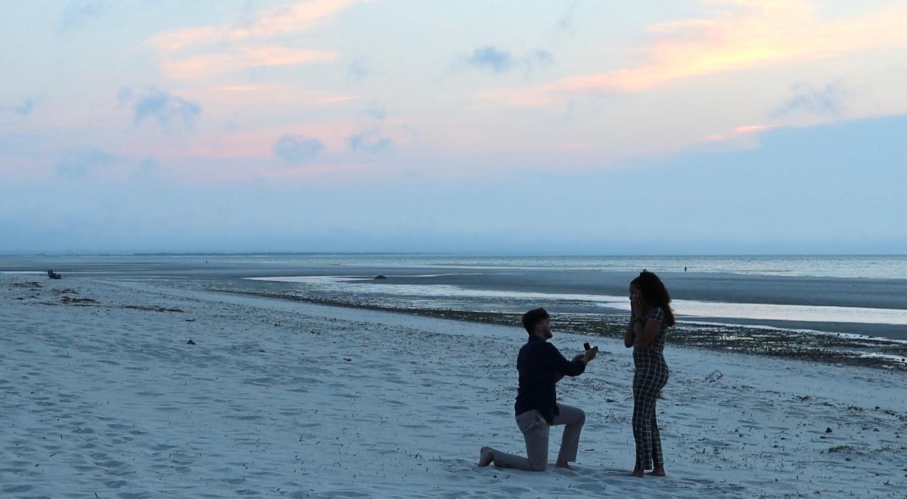 Engagement at Mayflower Beach. Cape Cod, Massachusetts.