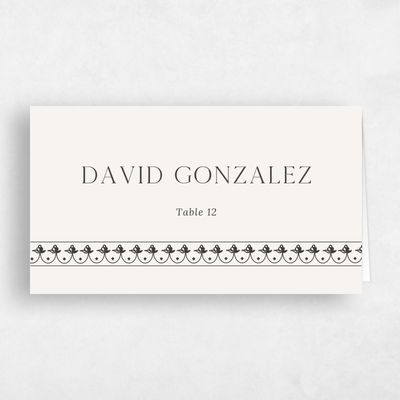 Beige Bordered Wedding Place Card - Giselle
