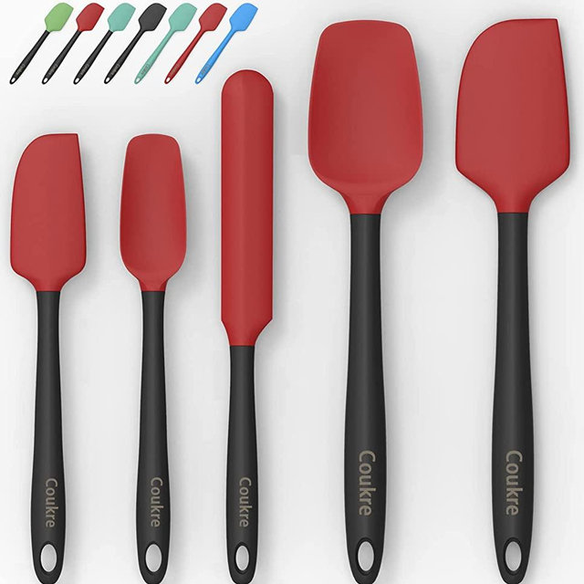 Silicone Spatula Set of 5,High Temperature Resistant, Food Grade Silicone, Dishwasher Safe, for Baking, Cooking (Red)