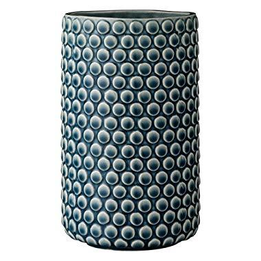 Bloomingville Teal Ceramic Vase with Polka Dot Design