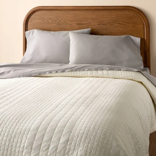Full/Queen Grid Stitch Quilt Sour Cream - Hearth & Hand™ with Magnolia