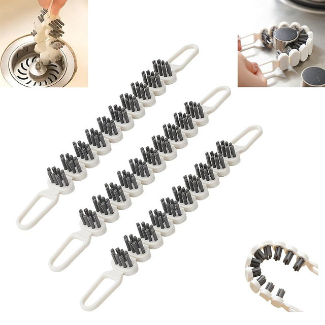SGGRT 3PCS Bendable Multifunctional Cleaning Brush, Window sill Cleaner Tool,Hard Bristle Crevice Cleaning Brush Prime，Use to Clean Crevices and Curved Edges, Kitchen Sinks, Faucets, Recesses.