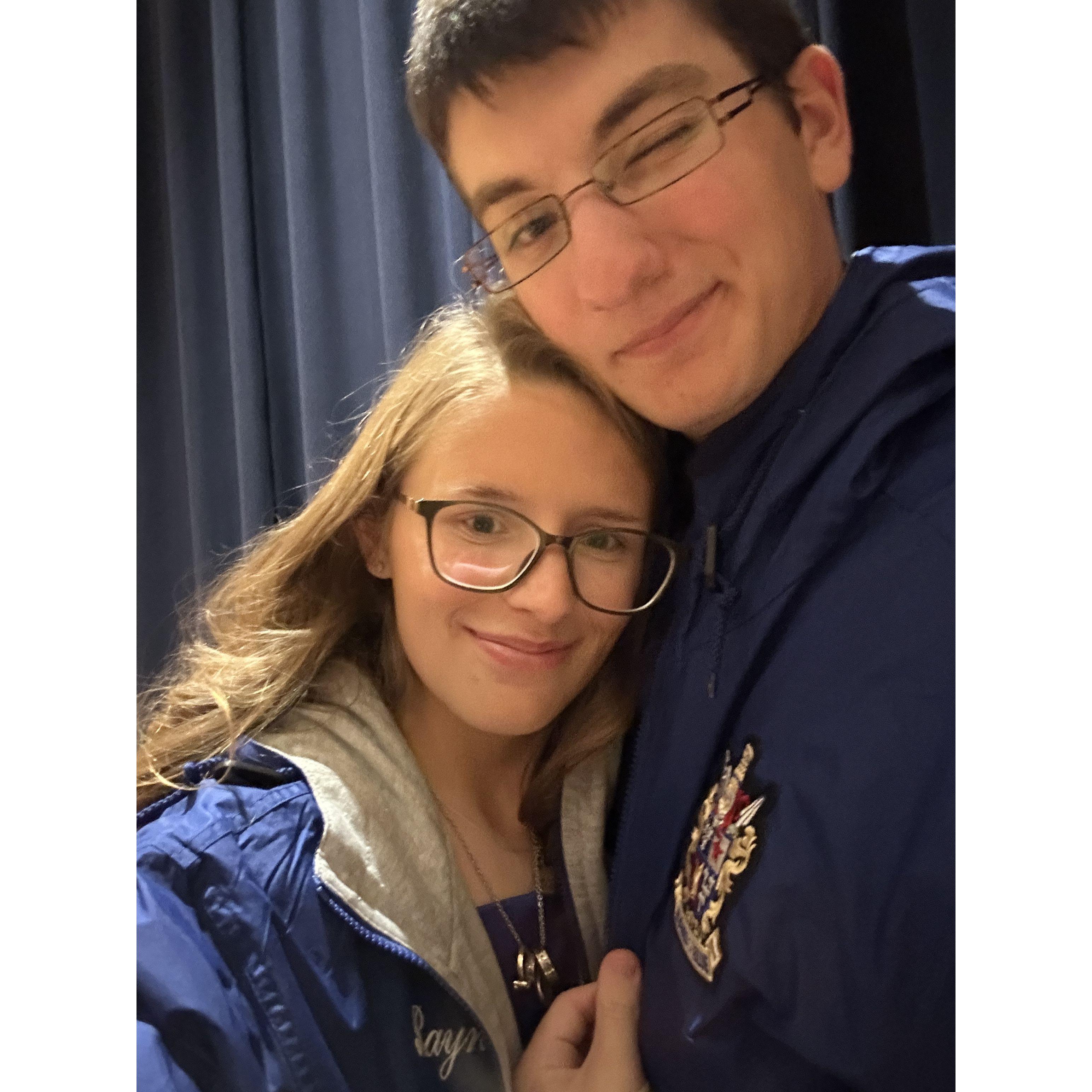 This photo was taken at the 2023 Band of Blue Banquet after we got our band jackets.