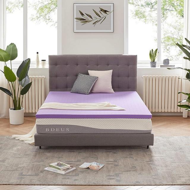 SINWEEK 2 Inch Gel Memory Foam Mattress Topper Ventilated Soft Mattress Pad, Bed Topper, CertiPUR-US Certified, Queen Size, Purple