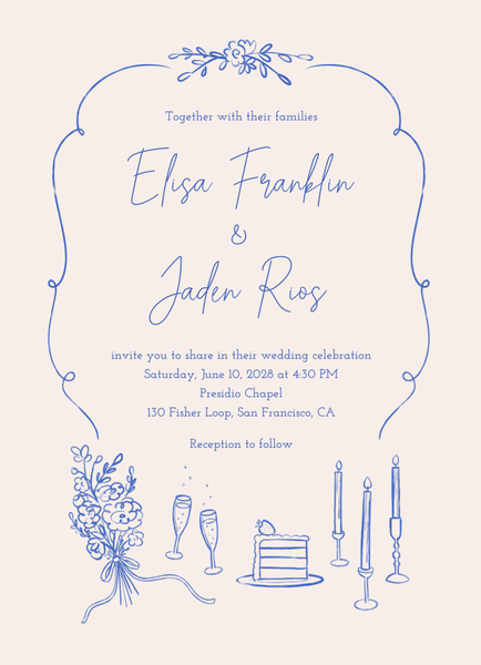 Finley Portrait | Cornflower Blue | Zola Wedding Invitations