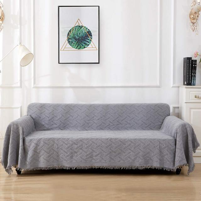 RHF Geometrical Sofa Cover, Couch Cover, Couch Covers for 3 Cushion Couch, Couch Covers for Sofa, Sofa Covers for Living Room, Couch Covers for Dogs, Couch Protector(X-Large:Light Grey)