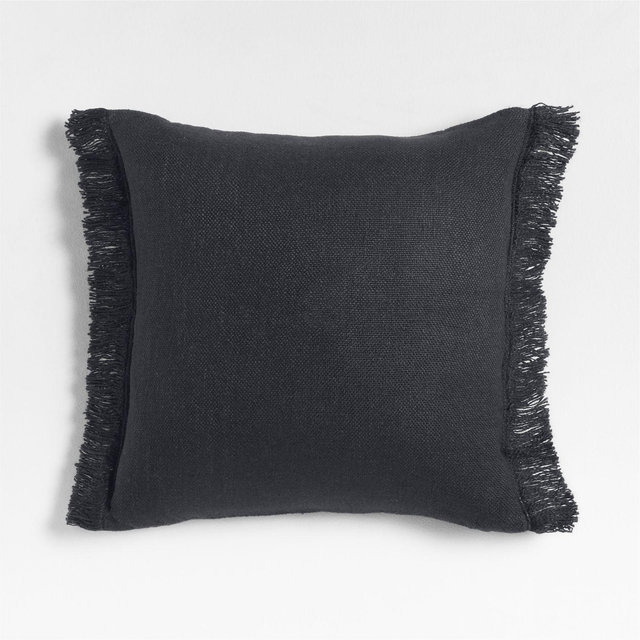 Casual Textured Fringe 23x23 Deep Indigo Throw Pillow Cover