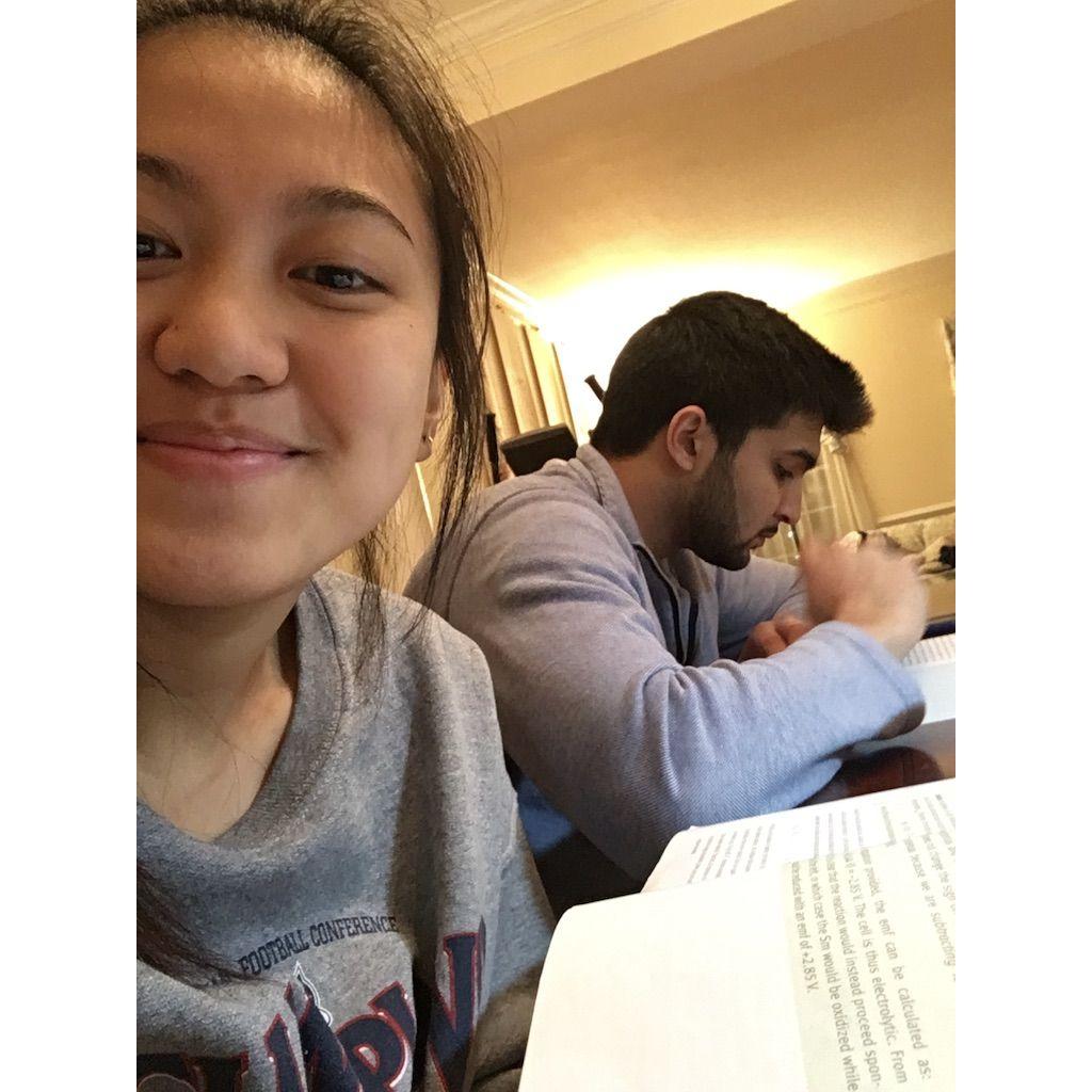 Rohan supporting Grace while she studied for the MCAT. (2017)