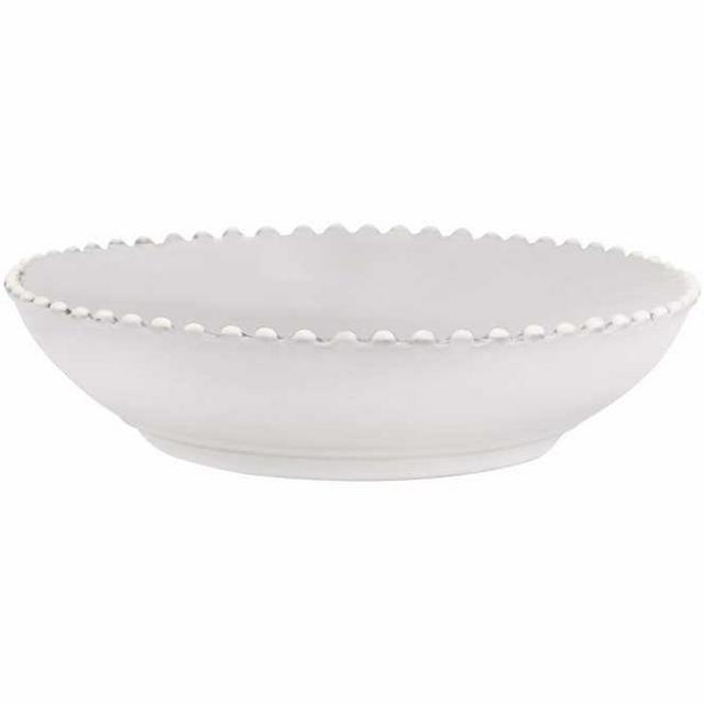 Avignon White Soup Bowls with Pearl Trim (Set of 4)