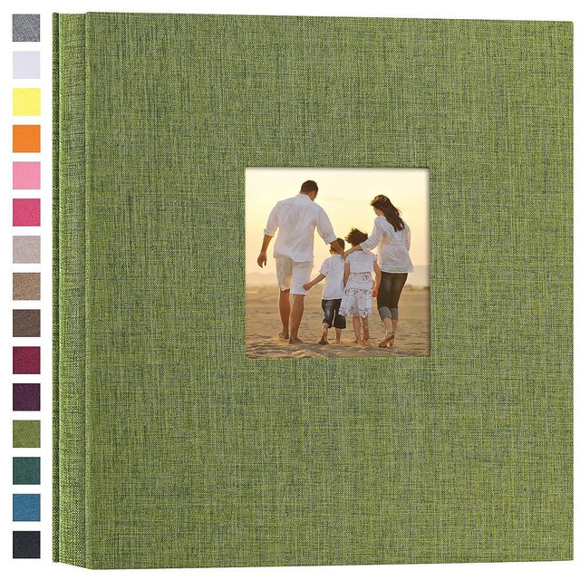 potricher Linen Hardcover Photo Album 4x6 600 Photos Large Capacity for Family Wedding Anniversary Baby Vacation (Green, 600 Pockets)