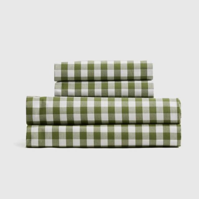 Classic Organic Percale Gingham Sheet Set