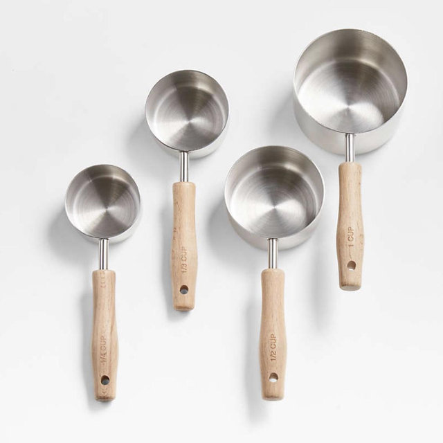 Beechwood and Stainless Steel Measuring Cups