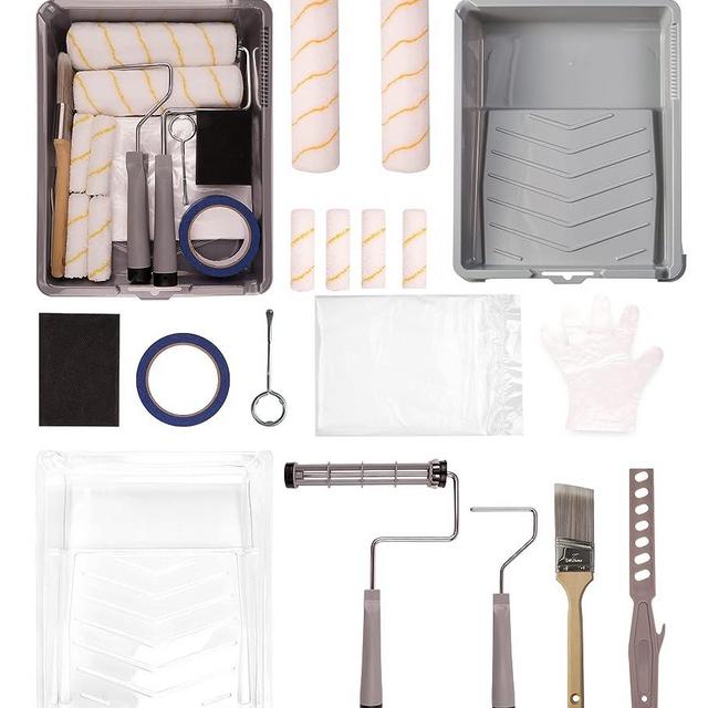 Voomey 17 Piece Paint Roller Set - Paint Rollers 9"4", Paint Roller Frame，Paint Trays, Microfiber Roller Cover, Paint Kit for House Painting,Paint Brushes for Painting Walls