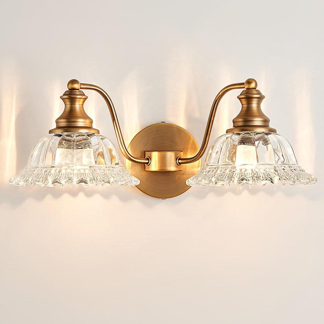 XIEDUN Bathroom Vanity Lights Over Mirror Vintage Bathroom Light Fixtures 2 Light Brass Vanity Lights for Bathroom Bathroom Vanity Lighting Fixtures