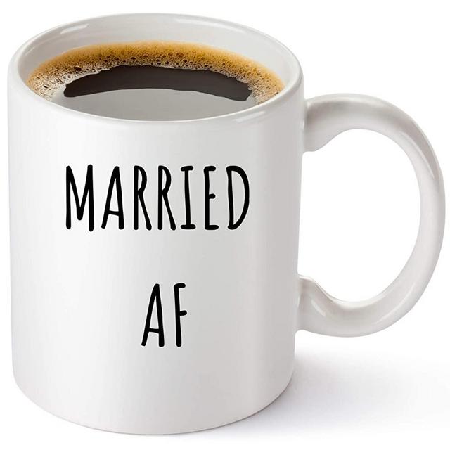 Married AF Coffee Mug - Funny Mr And Mrs Mugs For Husband And Wife - Unique Gift For Wedding, Engagement, And Anniversary - His And Hers Coffee Cup - Present For Bride And Groom
