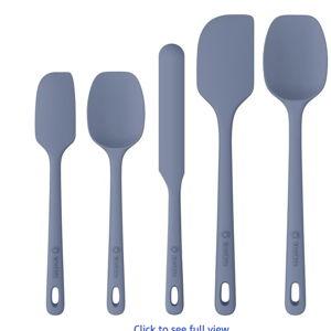 5 Pieces Silicone Spatula Set, Food Grade Rubber Spatula, Upgrade Strong Handle with Ergonomic Grip, Heat Resistant Up to 600°F for Nonstick Cookware, Cooking Blue