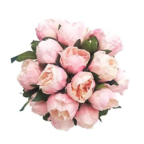 Meide Group USA 14" Real Touch Latex Peony Bunch Artificial Spring Flowers for Home Decor, Wedding Bouquets, and centerpieces (6 PCS) (Shabby Chic Pink)