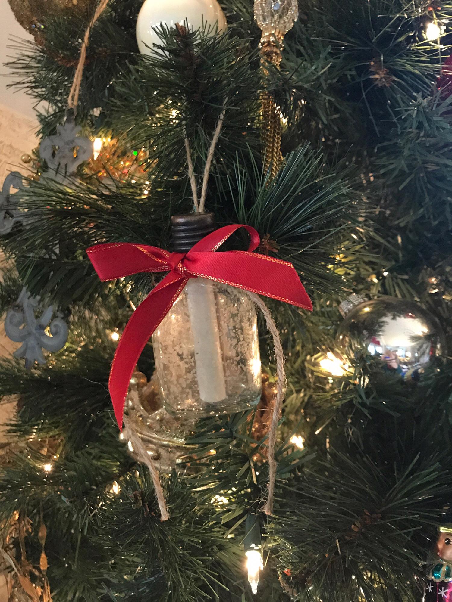 A beautiful message in a bottle was on the tree!