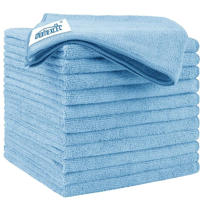 HOMEXCEL Blue Microfiber Cleaning Cloths 12 Pack, 12.5 x 12.5 Inch Microfiber Towel for Cars, Ultra Absorbent Cleaning Rags, Lint Free Cleaning Towels for Household, Kitchen, Window, and Car